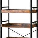 HCHQHS Adjustable 6 Tier Open Bookcase, Rustic Farmhouse Book Shelves, Industrial Wood and Black Metal Bookshelves, Mid Century Bookcase for Home Office Living Room Bedroom