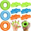 FitBeast Grip Strength Trainer, Finger Exerciser, Forearm Strengthener 9-Piece Kit, Hand Grip Strengthener Targeted Strength, Relief & Recovery (Orange)