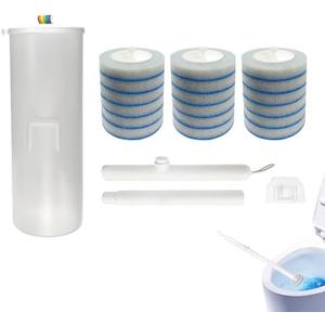 Disposable Toilet Brush&Holder with 18pcs Refills Pads, Toilet Cleaning Kit System,Toilet Bowl Cleaner Wand Holder and Set (1 Wand+1 Caddy+18 Refills)