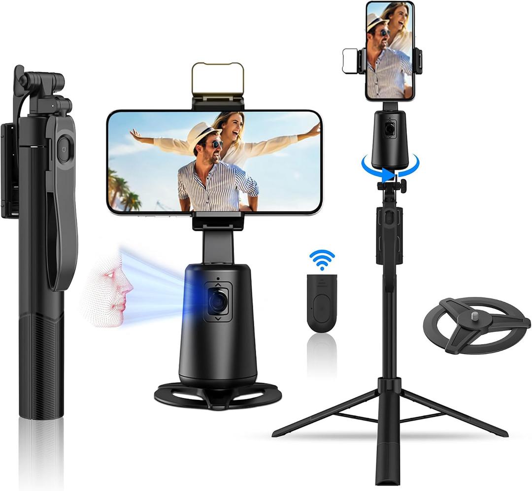 Auto Face Tracking Tripod 360 Rotation, 67" Tripod for iPhone Selfie Stick,Phone Tripod Stand Holder with Remote Gesture Control,No App, for Live Video Tiktok Live Vlog Streaming Video