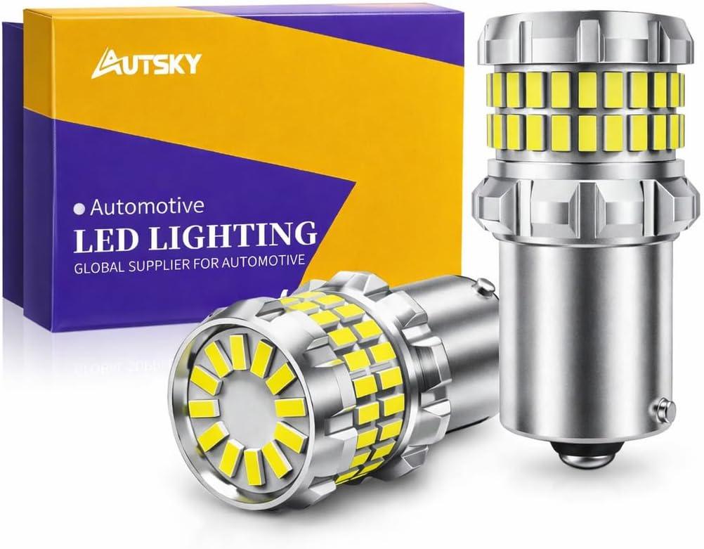 1156 LED Bulb White for Backup Reverse Tail Brake DRL Turn Signal Parking Light, BA15S 7506 1003 1141 P21W LED Bulbs 6500K Super Bright, Canbus Error Free 60-SMD 3014 Chips (2-Pack)