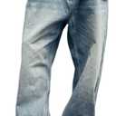 Mens Baggy Jeans Y2k Skater Vintage Plain Pants Casual Wide Leg Loose Fit Denim Hip Hop Jean (Small, 1-bl)
