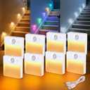  8 Pack Motion Sensor Stair Light for Indoor, Battery Operated Closet Lights, Wireless Stick on Anywhere Hallway Lamp, Portable Led Night Lamps for Bedroom Under Cabinet Kitchen