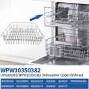 WPW10350382 W10350382 Dishwasher Upper Dishrack Replacement Compatible With Whirlpool Kenmore KitchenAid Ikea Amana Inglis Maytag Upper Dishrack Assembly Part Numbers W10082824 W10199801 W10321578