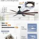 72 Inch Large Ceiling Fan with Remote, Indoor/Outdoor Industrial Ceiling Fan with Large LED Panel, Quiet Reversible DC Motor, 6-Speed, 3CCT, Black Ceiling Fans with Light for Patio, Livingroom, Garage