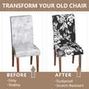 Stretch Dining Chair Covers Set of 6,Floral Print Chair Covers,Soft Removable Washable,Pet Friendly Furniture Protector,Universal Chair Slipcovers for Home, Kitchen,Ceremony Dining Room Seat (Black Base White Rose)
