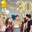 30th Birthday Decoration for Men Women, Sage Green White Gold 30th Birthday Balloons with Happy 30th Birthday Banner Cake Toppers Triangle Flag Number 30 Balloons for 30 Year Old Birthday Decorations