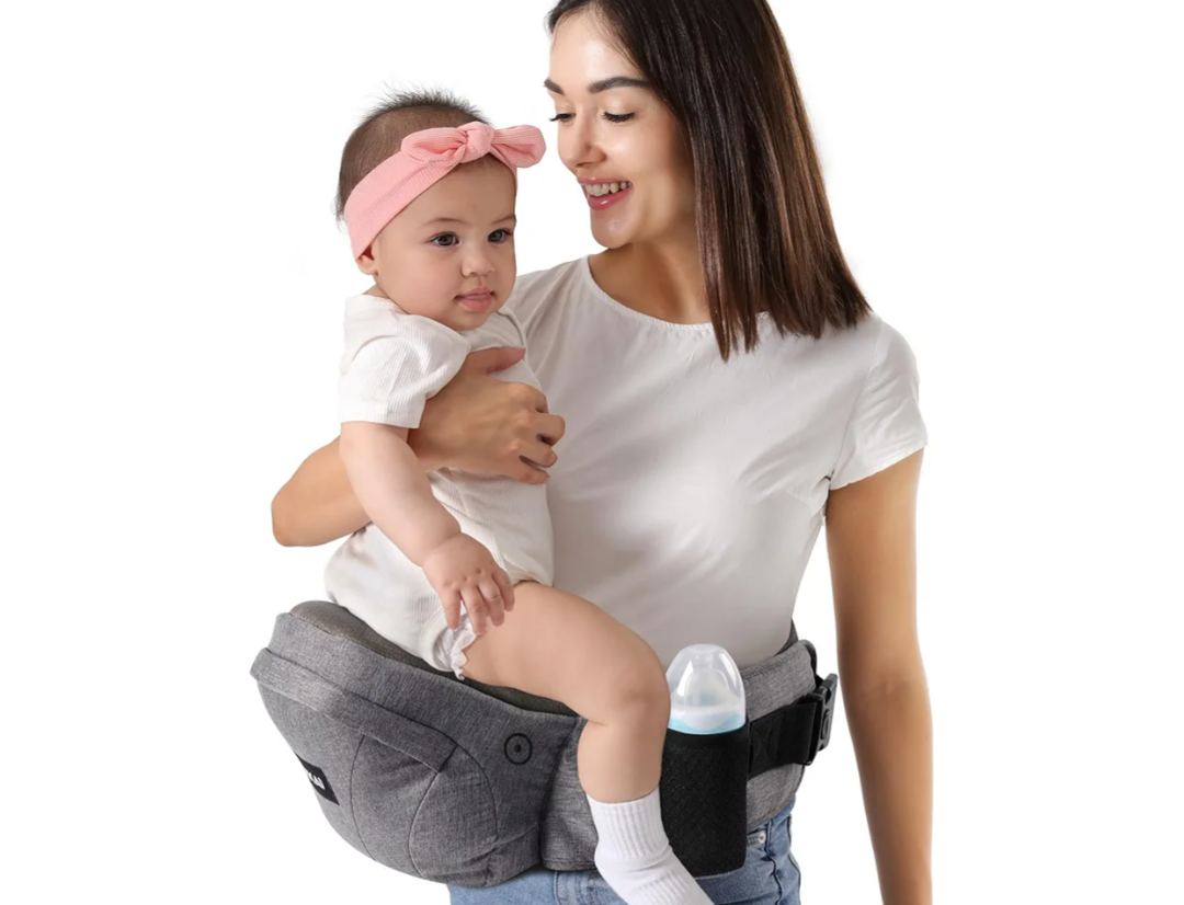 Baby Hip Carrier,Baby Carrier with Adjustable Waistband & Breathable Mesh, Ergonomic Carrier with Non-Slip Hip Seat Surface for Newborns & Toddlers (Grey)