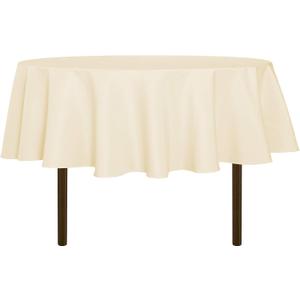 sancua Round Tablecloth - 60 Inch - Water Resistant Spill Proof Washable Polyester Table Cloth Decorative Fabric Table Cover for Dining Tables, Buffet Parties and Camping, Beige