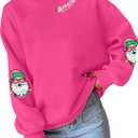 UNIQUEONE Christmas Sweatshirt Women Christmas Xmas Sweater Merry and Bright Long Sleeve Shirts Holiday Pullover Tops (Pink)