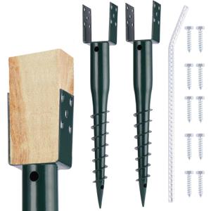 2 Pcs No Dig Ground Screw Anchor Spike  U Shaped Post Stake for Mailbox and Fence, Includes Lag Bolts & Rebar, Fits Standard 4x4 (3.5" X 3.5" Inch) Post.