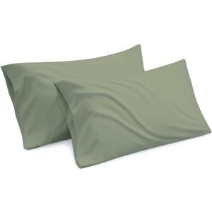 Cottington Lane 100% Egyptian Cotton King Size Pillowcases Set of 2 - Ultra Soft, Breathable, Long-Lasting, Cooling & Durable Luxury Hotel Quality Pillow Covers, Sage Solid