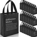 Sweetude Difference Maker Thank You Gift Bag with Handles Bulk Reusable Non Woven Teacher Appreciation Graduation Party Favor(Black,25 Pcs)