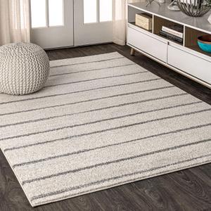 JONATHAN Y Williamsburg Minimalist Stripe Cream/Gray Indoor Area Rug, 5x8, Contemporary, Modern, Easy-Cleaning for Living Room, Bedroom, Kitchen, Pet Friendly, Non-Shedding (MOH201A-5) (5'3" x 7'7" (Rectangular))
