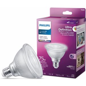 PAR30S Ultra Definition Dimmable LED Light Bulbs - Flicker-Free 75W=9.5W with Eye Comfort Technology - Bright White 3000K Lightbulb - 850 Lumen - E26 Base