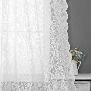 Bujasso White Sheer Lace Curtains 63 inch Vintage Floral Sheer Window Curtain Panels for Living Room Bedroom Light Filtering White Drapes Window Treatment Sets Rod Pocket 2 Panels 54" Wx63 L