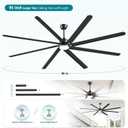 96 Inch Industrial Ceiling Fans with Lights 3CCT,Large Ceiling Fan DC Motor Quiet,Garage Ceiling Fan 1-6 Wind Speeds Reversible,8 Aluminum Blades ,Indoor/Outdoor Ceiling Fans for Patios,Black (Black)