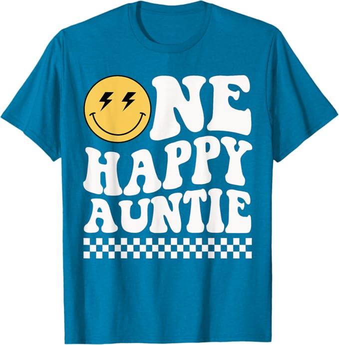 One Happy Dude Auntie 1st Birthday Family Matching T-Shirt, L Women