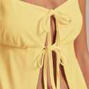 Milumia Women Tie Front Y2k Tank Tops Wide Strap Sexy Cut Out Split Hem Sleeveless Tops (Yellow, XS)