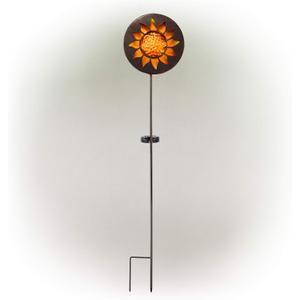 Alpine Corporation 40" Tall Outdoor Solar Powered Garden Stake Sunflower Design with LED Lights