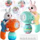 Bubble Guns for Toddlers,2pcs Rabbit Bubble Machine for Kids,Automatic Bubble Blower with 10 Bubble Solutions,Outdoor Toys Easter Baskets Stuffers Gift for Age 3 4 5 6 7 8 Years Old Boys Girls (Blue & Orange)