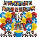 Blaze and The Monster Themed Birthday Party Supplies Set Happy Birthday Banner, Cake Topper, Cupcake Toppers, Balloons Stickers for Monster Car Kids Party Decorations