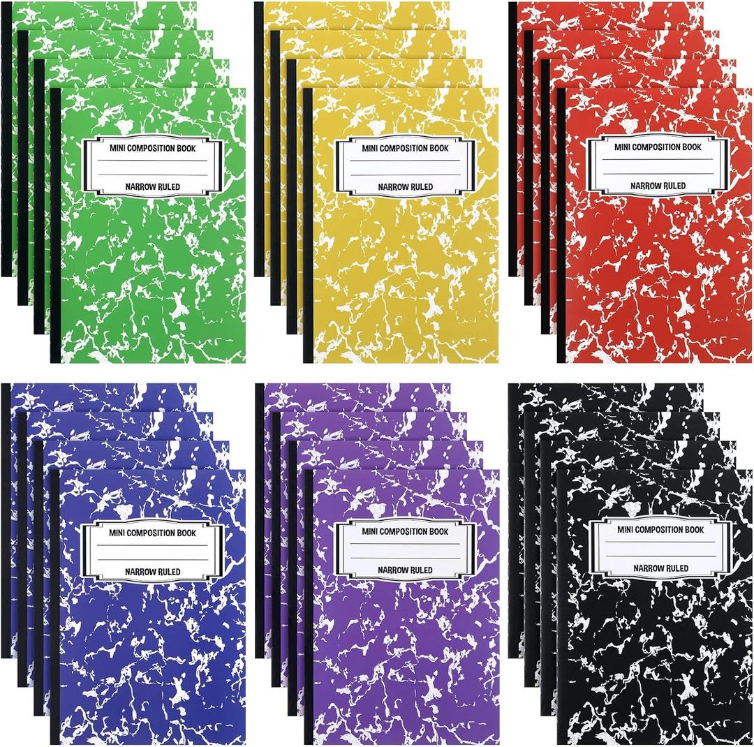 Eersida 24 Pieces Mini Composition Notebook Composition Books Small Marble Note Books Cute Journal Pocket Tiny Sized Notebooks for Kids College School Office Gifts, 3. 4 x 4. 7 Inches