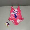 Marvel Spider-Gwen Ghost Spider Girls Swimsuit UPF 50+ One Piece Bathing Suit for Toddler and Big Kids (4, Pink)
