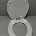 Mayfair Cassel Slow Close Toilet Seat, Easy Clean, Non Slip Premium Wood Seat, Easy Install, Round, White (Round)