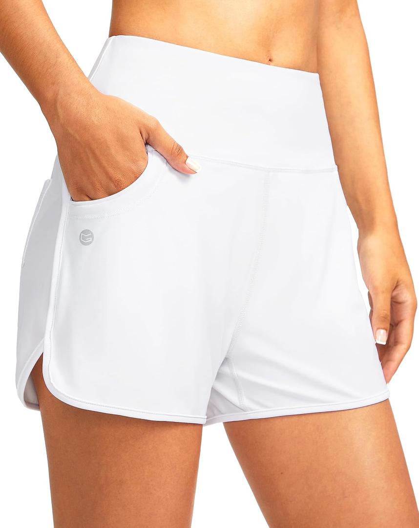 G Gradual Women's 3"/5'' High Waisted Swim Board Shorts with Pockets Liner Quick Dry Swimsuit Bottoms Bathing Suit for Women (M)