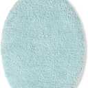 TOWN & COUNTRY EVERYDAY Ultra Plush Solid Tufted Toilet Lid Cover, Soft and Absorbent, Non-Slip Cover, Machine Washable, Aqua Blue, 18"x19"
