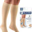 Truform 15-20 mmHg Compression Stockings for Men and Women, Knee High Length, Closed Toe, Beige, Medium