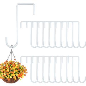 24PCS Vinyl Fence Hooks, 2 x 6 Inches White Powder Coated Fence Hangers Metal Patio Hooks for Hanging Plants & Planters, Lights, Pool Equipment, Bird Feeder (White, 2 x 6 Inch)