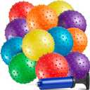 Bedwina Mini Knobby Balls - Bulk 5 Inch Sensory Balls and Spiky Massage Stress Balls with Pump, Fun Bouncy Ball Party Favors