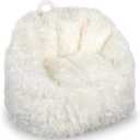 Big Joe Milano Bean Bag Chair, Ivory Shag Fur, Soft Faux Fur, 2.5 feet