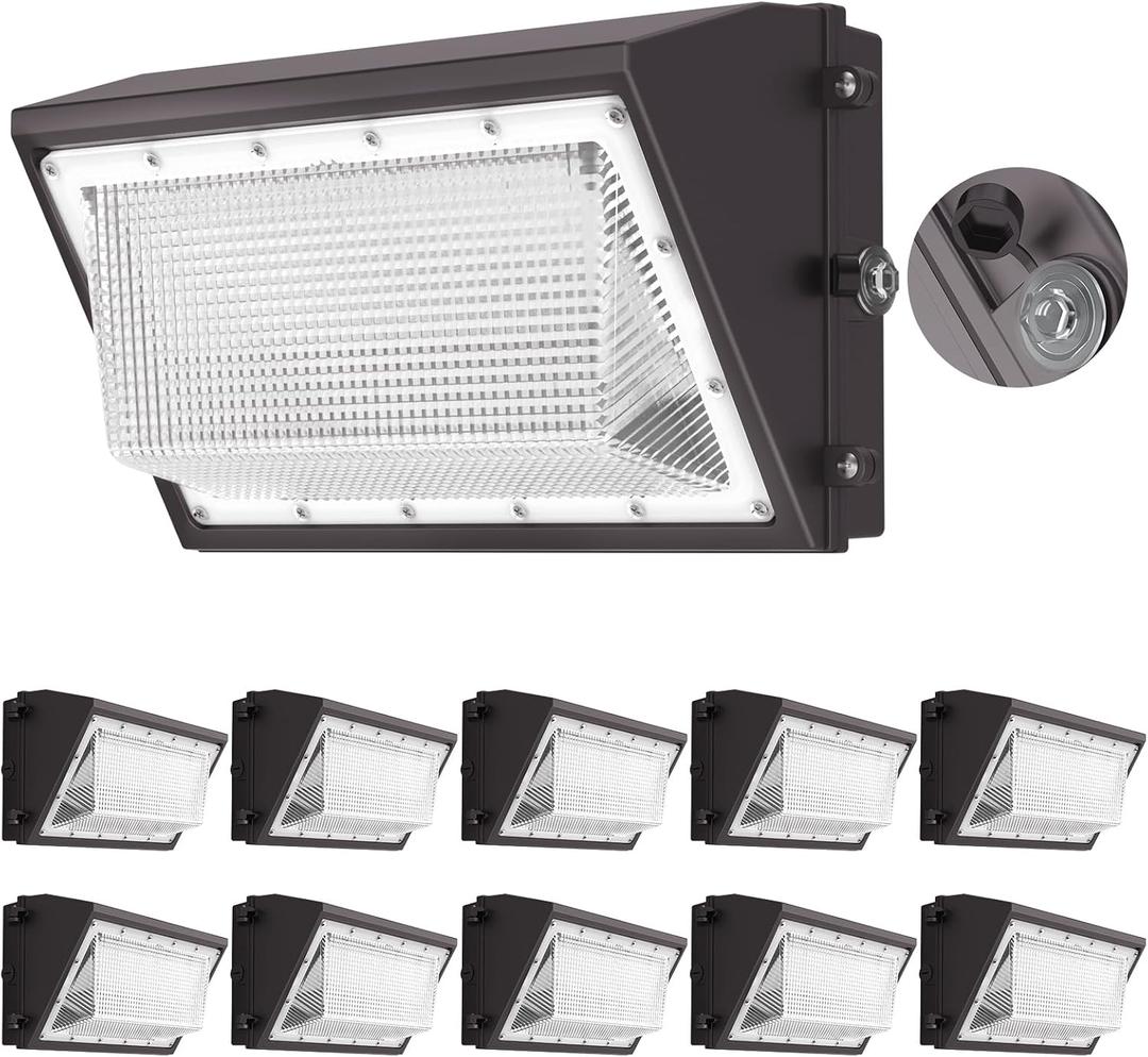 AIKVSXER 160W LED Wall Pack Light, 25600LM 6000K Dusk to Dawn Sensor, 10Pack