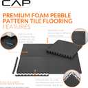 CAP Barbell 3/4-Inch Interlocking EVA Foam Exercise Puzzle Mat Home Gym Flooring - 3 Pack | 24" x 24" x 3/4" | Pebble Pattern - Black