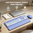 Wireless Keyboard and Mouse Combo, Magnetic Soft-Touch Wrist Rest, Round Keycaps, Full-Size Retro Typewriter Style Keyboard, 2-Stage Tilt Legs, Auto Sleep, 2.4GHz Cordless for Windows PC, Purple Ombre