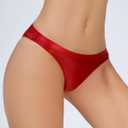 FEOYA Women Shiny Glossy Briefs Oil Low Rise Panties Seamless Sheer Bikini Thongs Underwear Cheeky Rave Club Party Bottoms (Red)