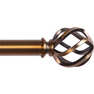 Brass Curtain Rods 18 to 88 Inches, 1 Inch Modern Drapery Rods, Adjustable Heavy Duty Curtain Rod, with Twisted Cage Finial for Home & Office (18"-88" Antique Brass)
