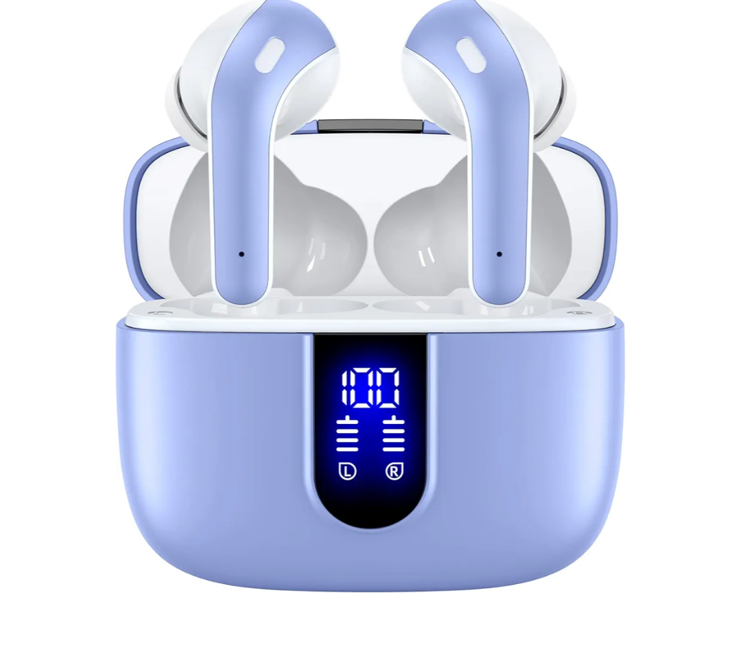 TAGRY Bluetooth Headphones True Wireless Earbuds 60H Playback LED Power Display Earphones with Wireless Charging Case IPX5 Waterproof in-Ear Ear buds with Mic for TV Smart Phone Laptop Computer Sports