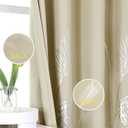 Estelar Textiler Darkening Curtains White Window 84 Inches Long Thermal Insulated Grommet Blackout Curtains with Silver Palm for Dining Room Sliding Door, 38Wx84L, Beige, 2 Drapes