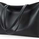 KALIDI Tote Bag Zipper Shoulder Bag Faux Leather Purses Satchel for Women Casual Handbag Work Dating College (One Size, Black)