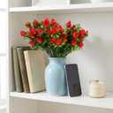 Cabilock 5Pcs Artificial Strawberry Stems 10.6" Realistic Red Berries Stems, Faux Fruit Branches for Summer Farmhouse Kitchen Decor, Berry First Birthday Party Supplies, Tiered Tray Wreath Picks