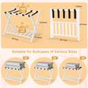 26.77"L Luggage Rack, White Luggage Rack for Guest Room, Bamboo Folding Suitcase Stand with Storage Shelf, 5 Nylon Straps, Heavy Duty Luggage Holder for Bedroom Hotel, 1 Pack, Gift Box Packaging