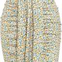 ZAFUL Women's Casual Sleeveless Summer Two Piece Outfits Crop Top and Side Split Draped Ruched Maxi Skirt Set Solid Suiting (Medium, B-floral Beige)