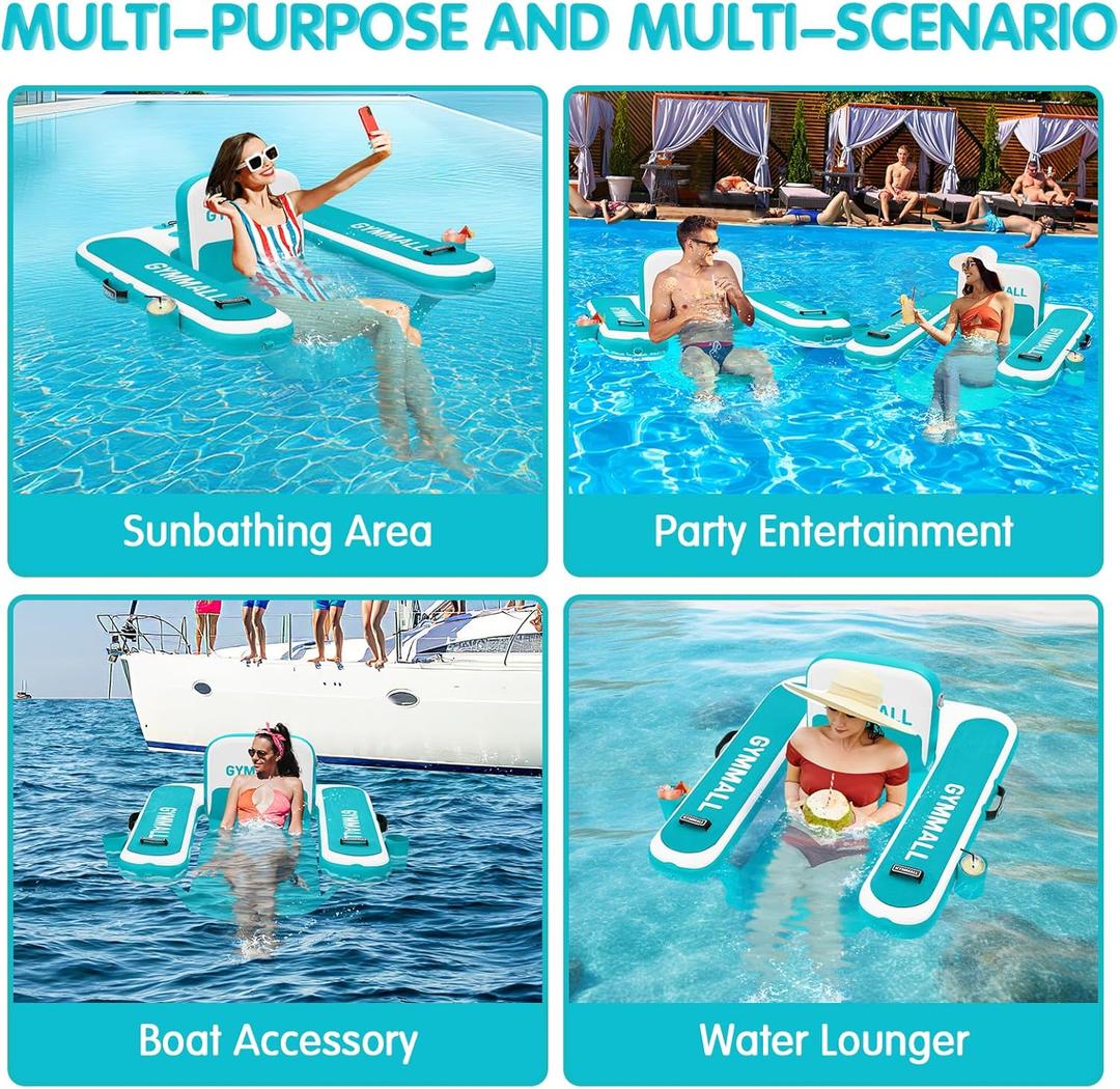 GYMMALL Inflatable Pool Float Chair for Adults Swimming Pool Floating Chair Pool Lounger Floats with Armrest Backrest Floating Seat for Pool Lake and River
