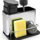 Soap Dispenser for Kitchen Sink, Stainless Steel 3-in-1 Sponge Holder for Kitchen Sink, Dish Soap Dispenser with Sponge Holder Rustproof Dishwashing Brush Holders