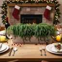 Weysat 2 Pack Artificial Christmas Norfolk Pine with Rustic Wooden Pot Realistic Norfolk Faux Greenery Pine Stems Christmas Fake Cedar Stems for Xmas Home New Year Winter(16.14 x 3.7 x 8.66 Inch)