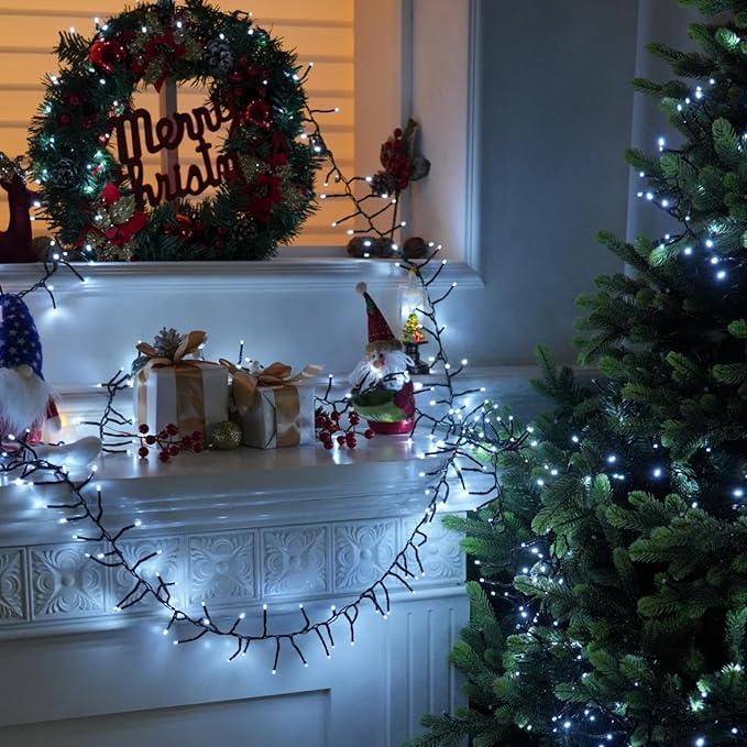 1500 LED Cluster Christmas Lights, Christmas Tree Lights Outdoor Indoor with 8 Modes & Timer & Remote, Firecrackers String Lights Waterproof for Garland Party Xmas Decorations, Cool White